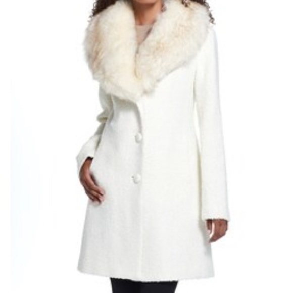 Gallery Jackets & Blazers - Gallery Wool Blend Boucle Coat Faux-fur collar NWT